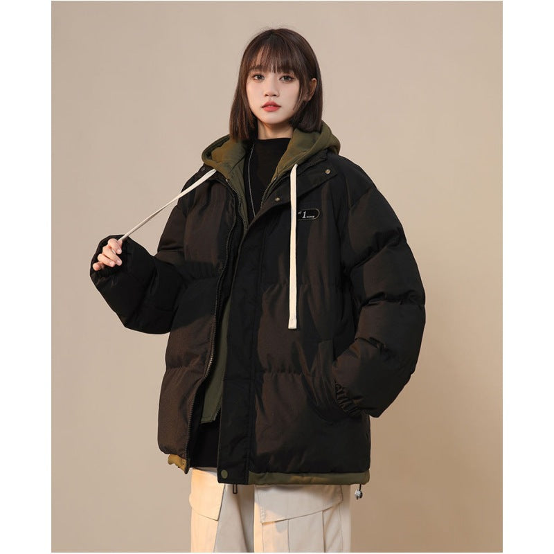 Padded women's winter jacket in layered look