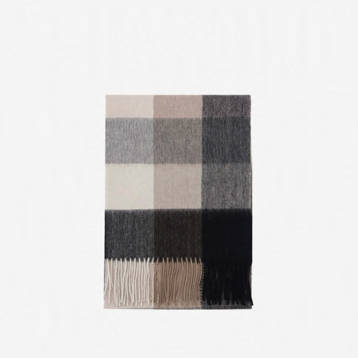 Checked wool scarf, 100% wool, 180x30 cm