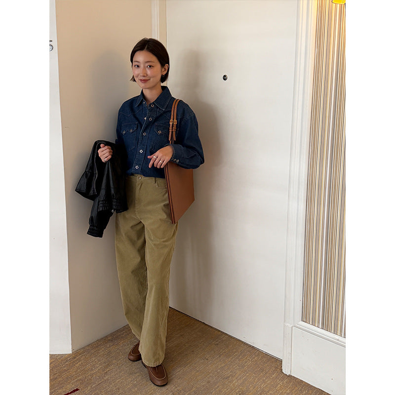 Soft corduroy pants with a brushed surface