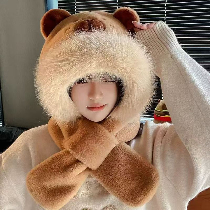 Plush set: Hooded hat and scarf