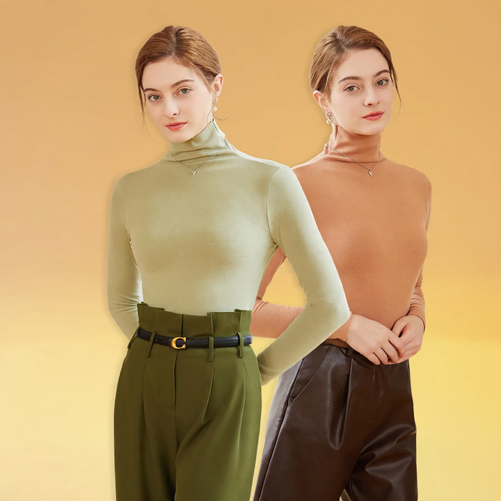 Women's turtleneck sweater made of cashmere-silk blend