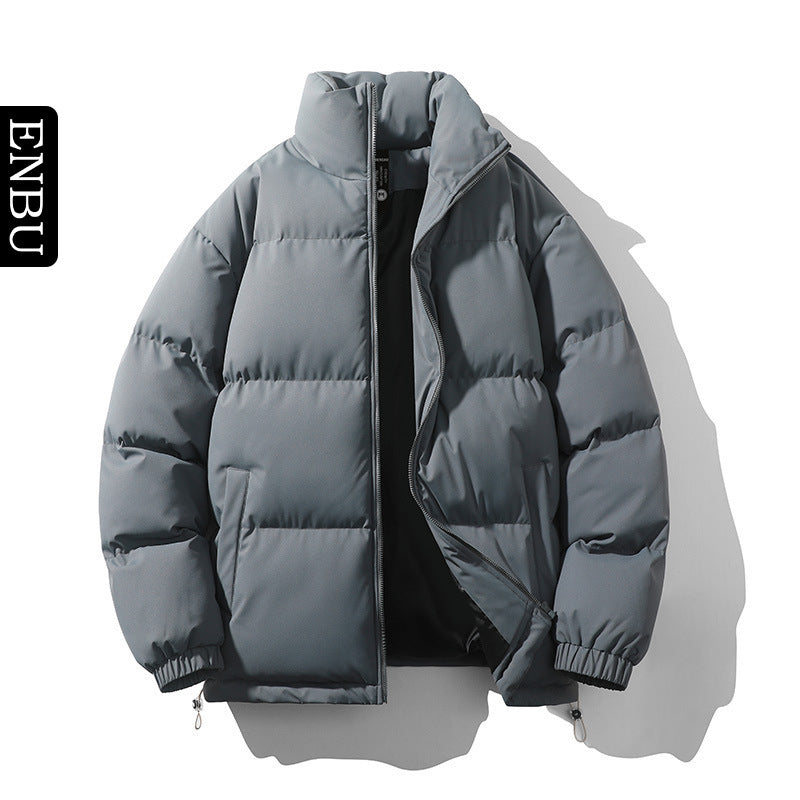Padded men's quilted jacket with stand-up collar