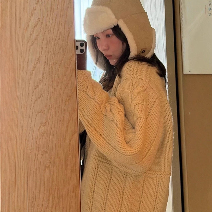 Korean knit sweater with snowflake pattern