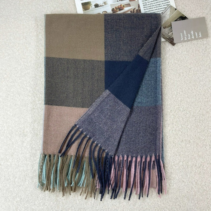 Checked scarf made of cashmere imitation, 65x180cm