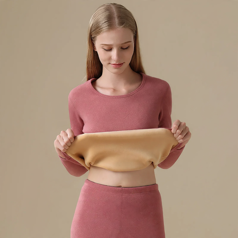 Thermal underwear set for couples, warming, round neck