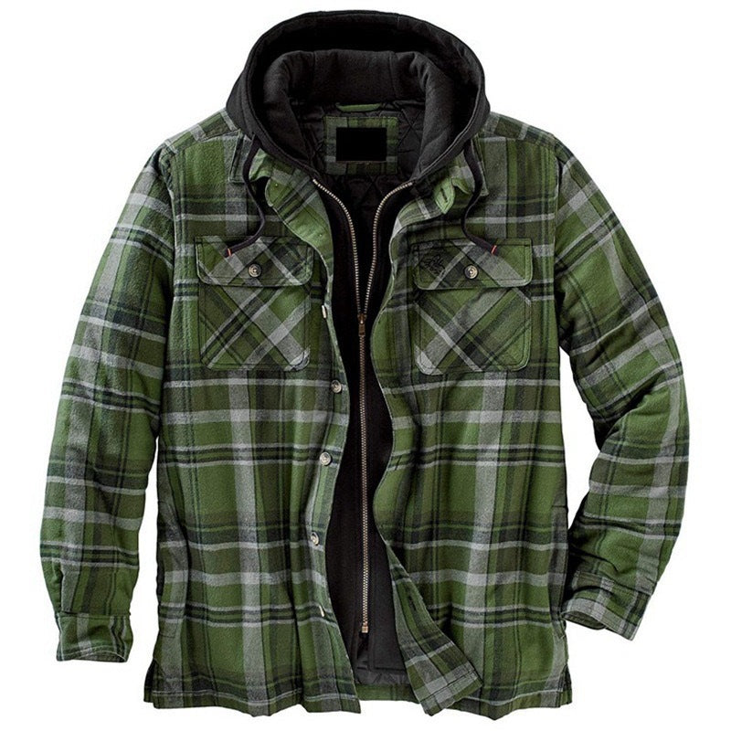 Men's hooded jacket, checked, padded