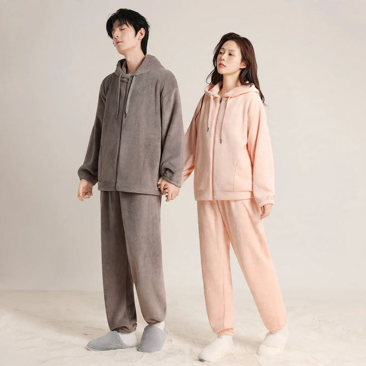 Padded flannel pajamas for couples