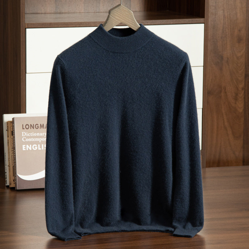 Men's Cashmere Sweater, Stand-Up Collar, Business Casual