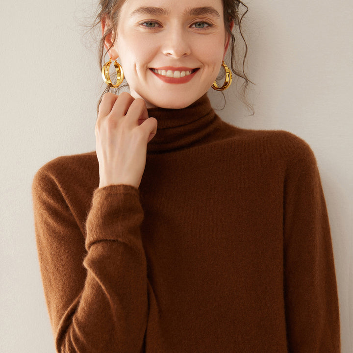 Soft cashmere sweater with stand-up collar