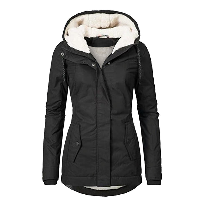 Fleece-lined parka with lambskin imitation