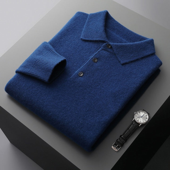 Men's Sweater, Polo Collar, Wool Cashmere, Business