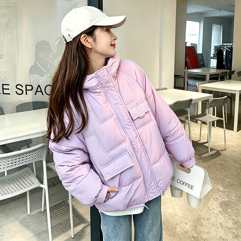 Short women's padded jacket with hood, various colors