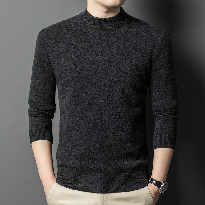Men's sweater made of pure wool with stand-up collar