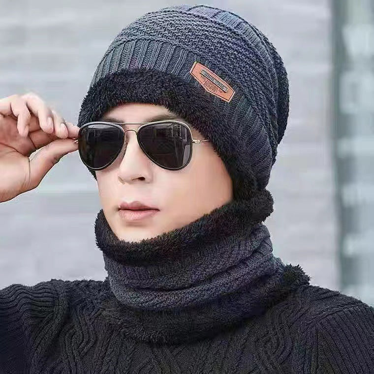 Knitted hat and scarf set for men