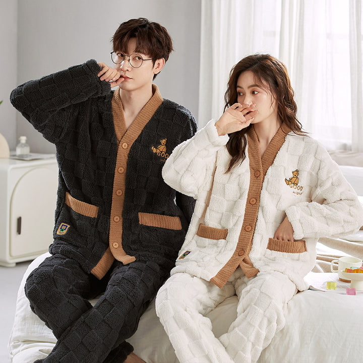 Fluffy flannel loungewear for couples