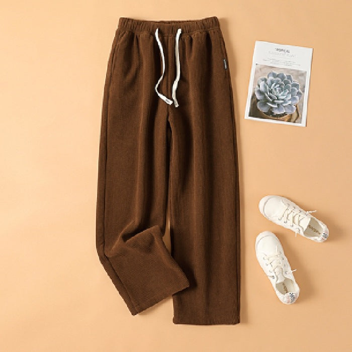Ladies corduroy pants, high waist, straight fit