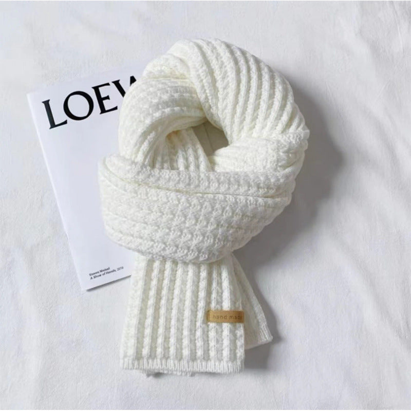 Solid color knitted scarf for women and men