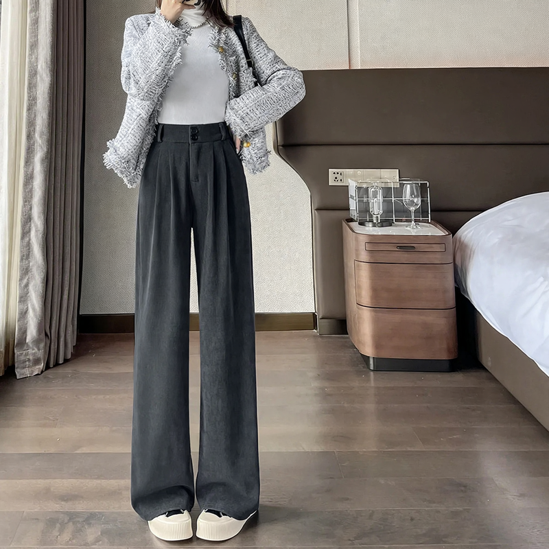 Padded corduroy pants with high waistband
