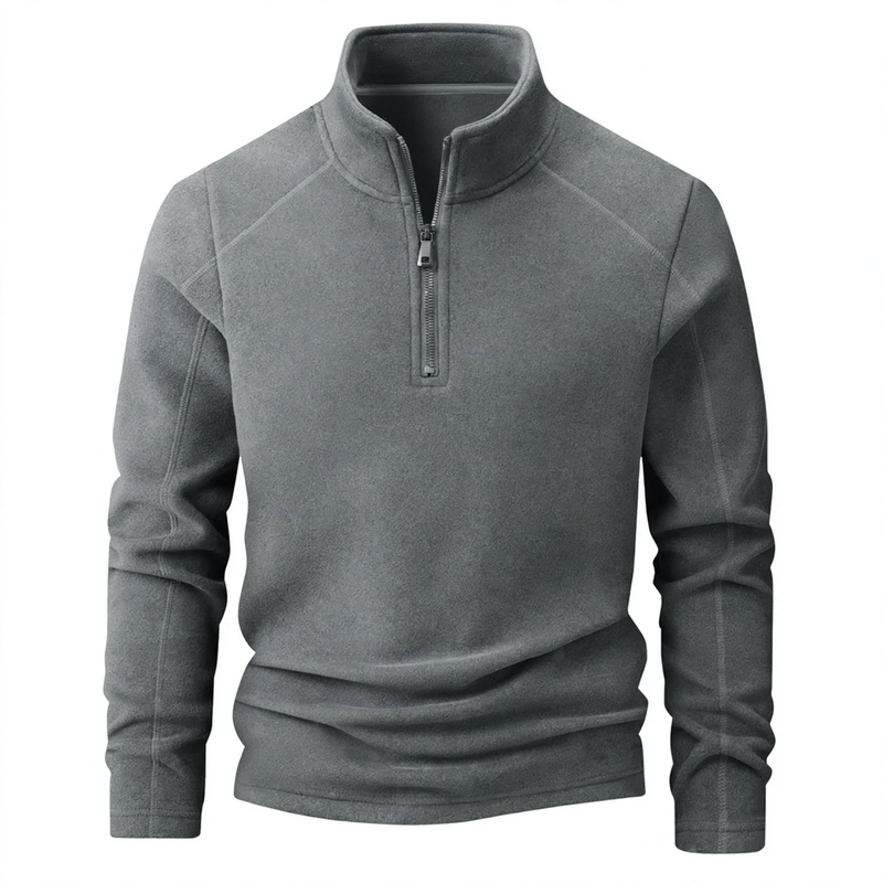 Fleece sweatshirt with stand-up collar and zipper