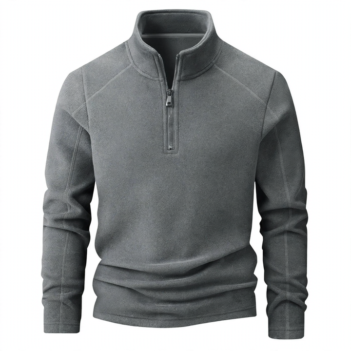 Fleece sweatshirt with stand-up collar and zipper