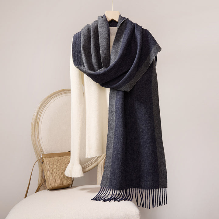 Wool scarf with fringes, 35x190cm