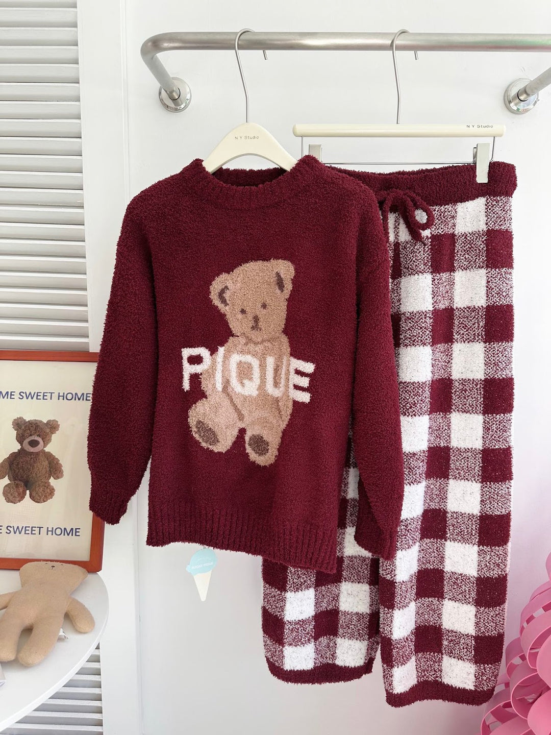 Family Pajama Set, festive bear design