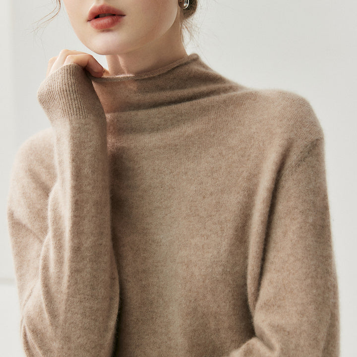 Women's cardigan with roll neck and button placket