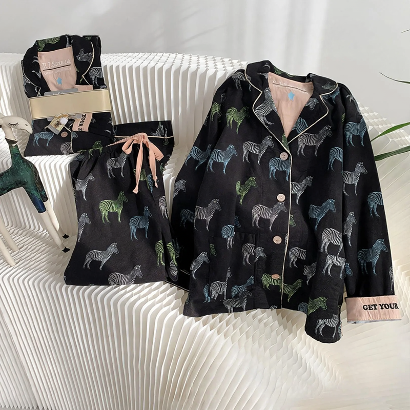 Women's pajamas, cotton, brushed on both sides, versatile