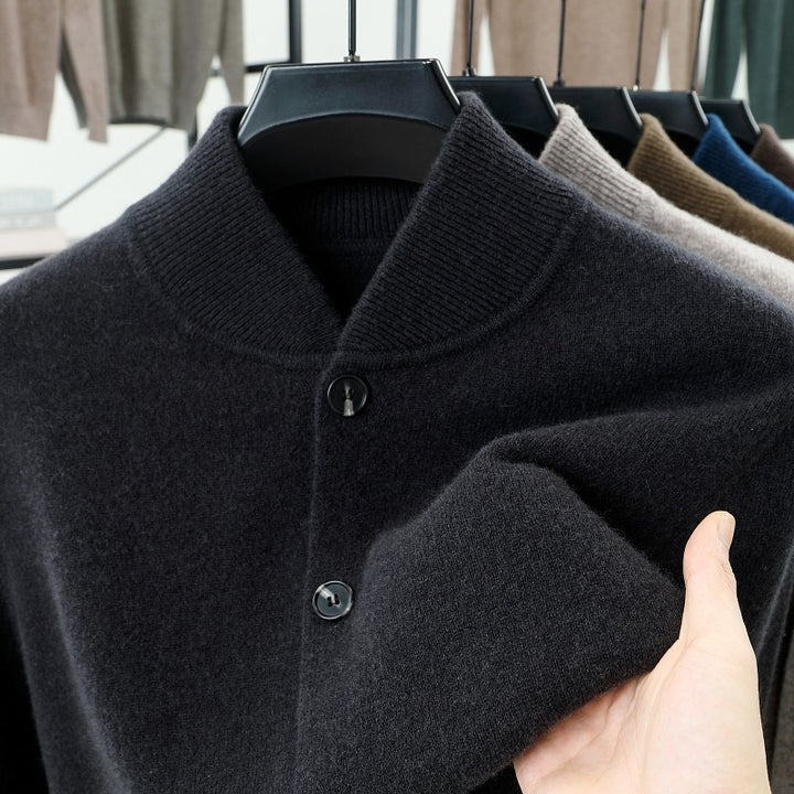 Men's cardigan with standing collar and buttons