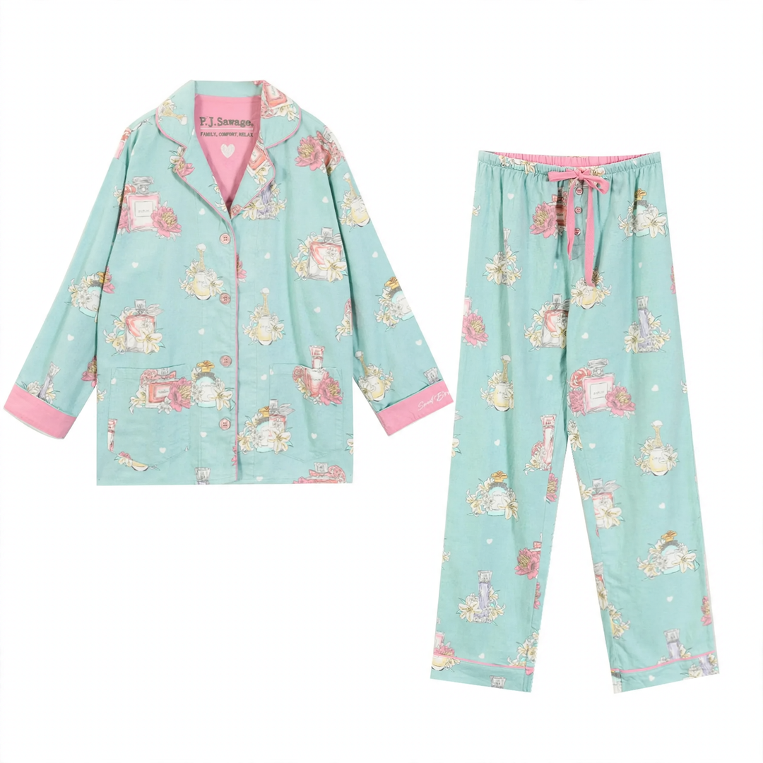 Women's pajamas, cotton, brushed on both sides, versatile