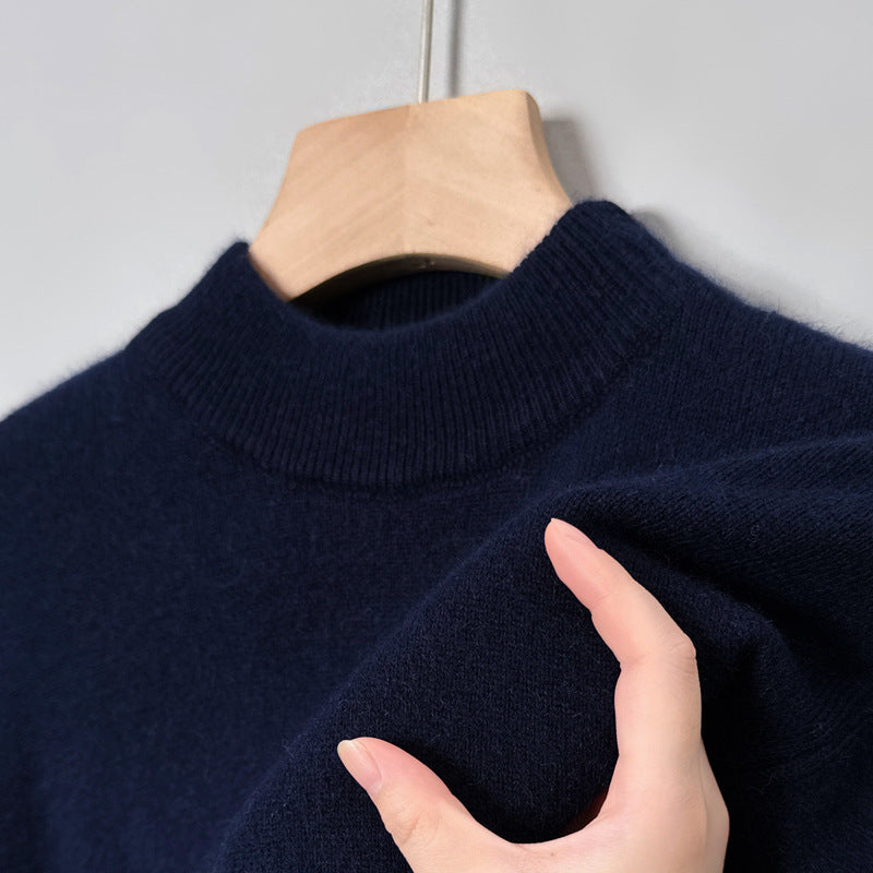 Men's pullover with stand-up collar, solid color, easy care