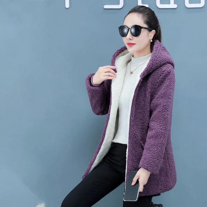 Locker Cardigan-Coat with teddy fleece, medium length