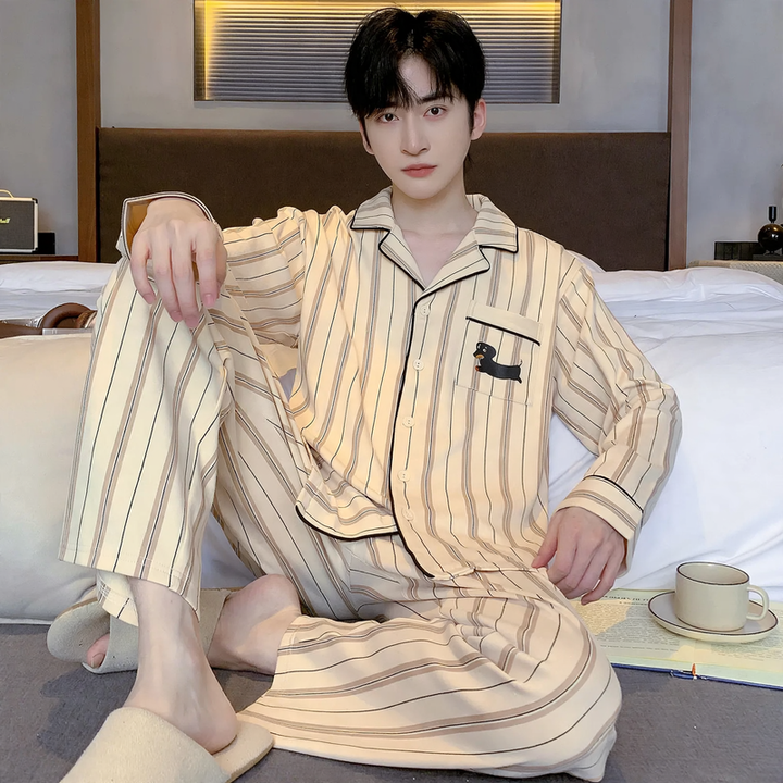Men's Pajama Set, Cotton, Long Sleeve
