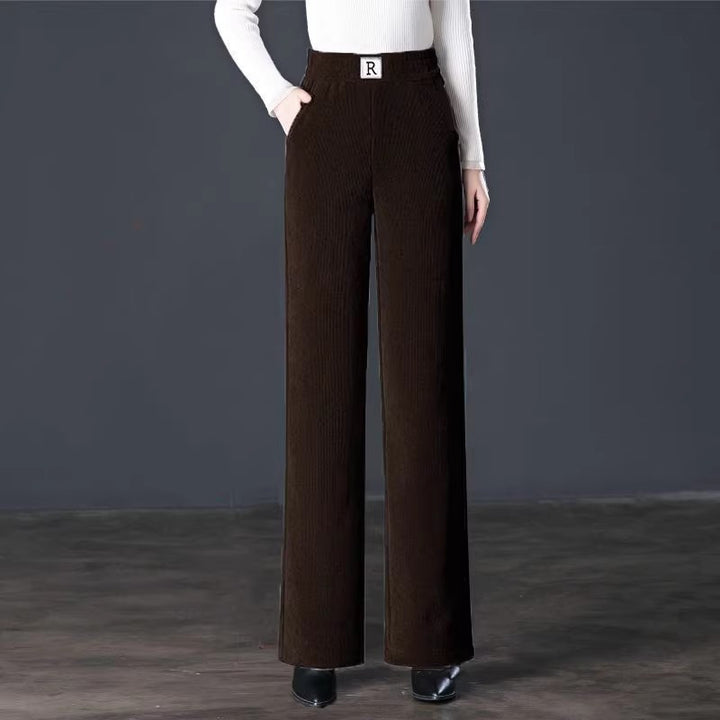 Padded corduroy wide pants for women, warm and straight