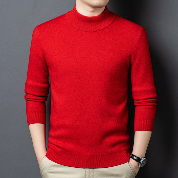 Fine-knit sweater with standing collar