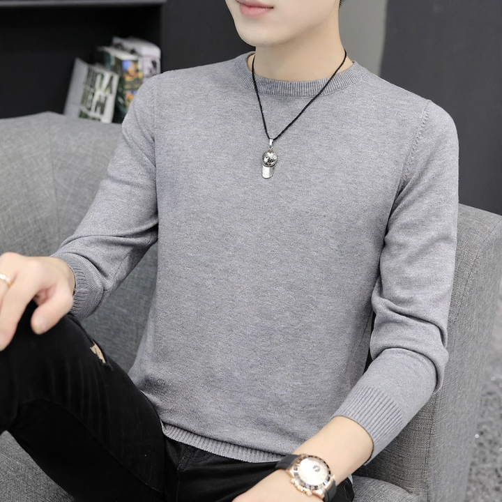 Men's knit sweater with half collar, heat insulating