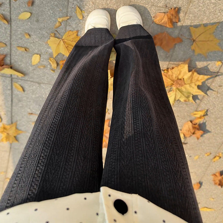 Padded cord wide-leg trousers with a straight cut
