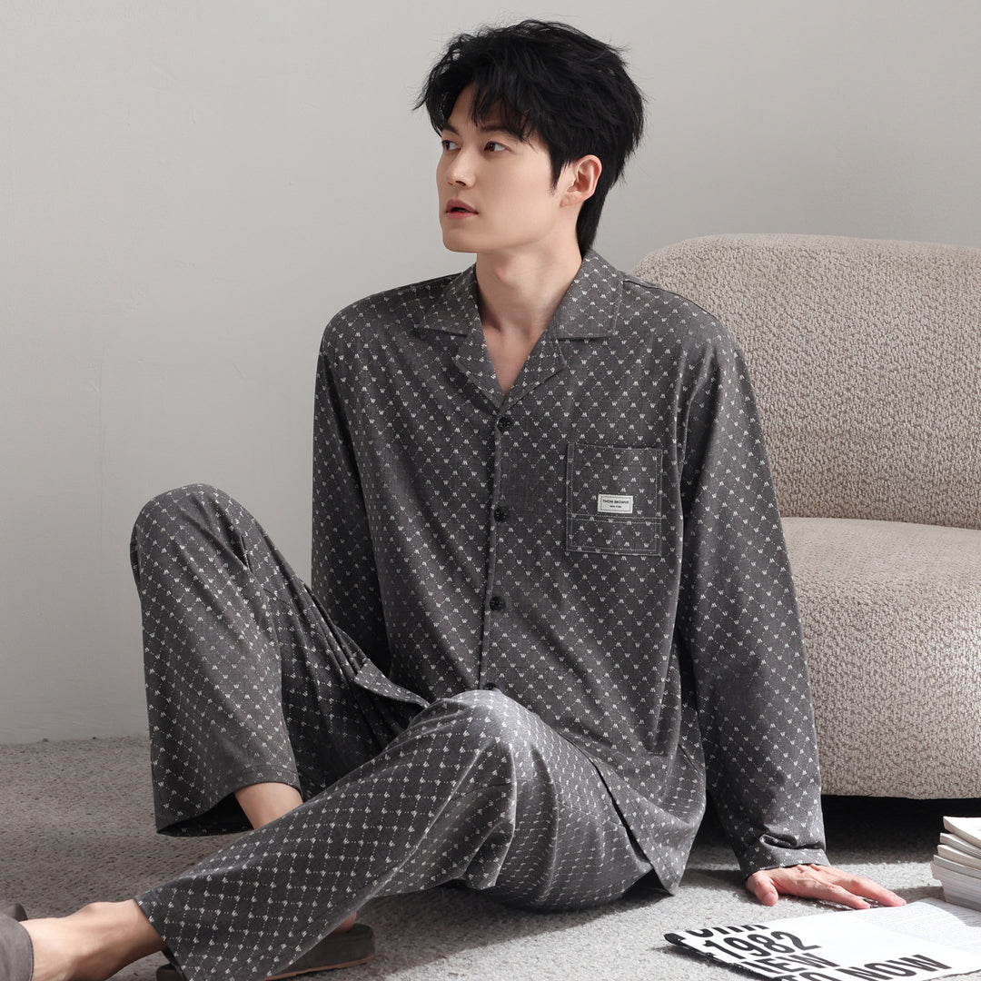 Men's Pajama Set, checkered, cotton, vintage style