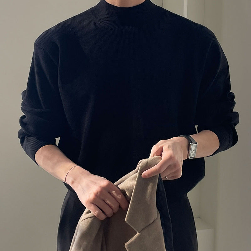 Men's retro-style knitted pullover, round neck