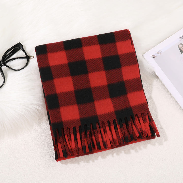 Classic plaid scarf made of double-sided fleece