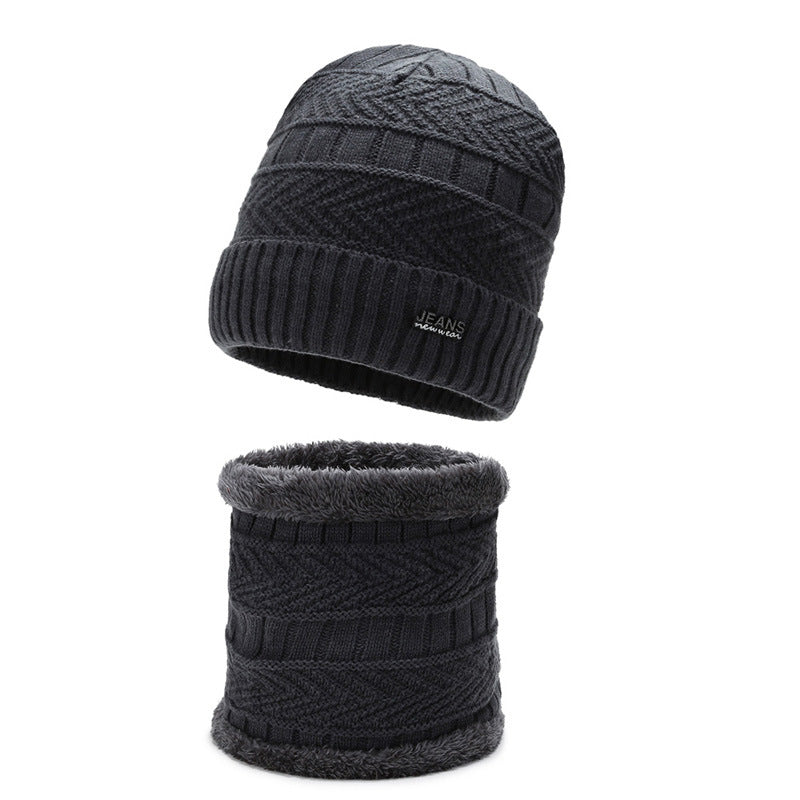 Winter knit cap with neck protection, 2-piece set