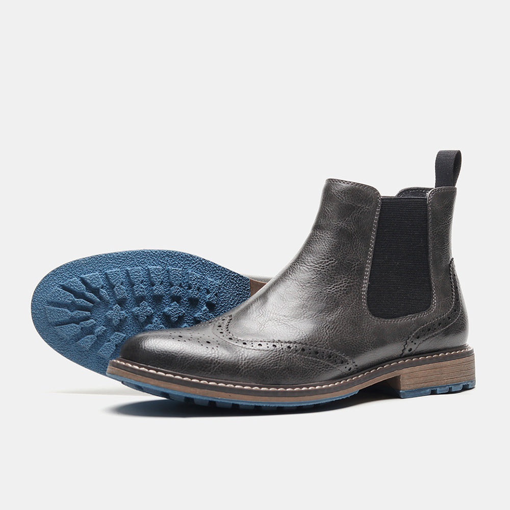 Men's Chelsea Boots, Brogue Design, Breathable