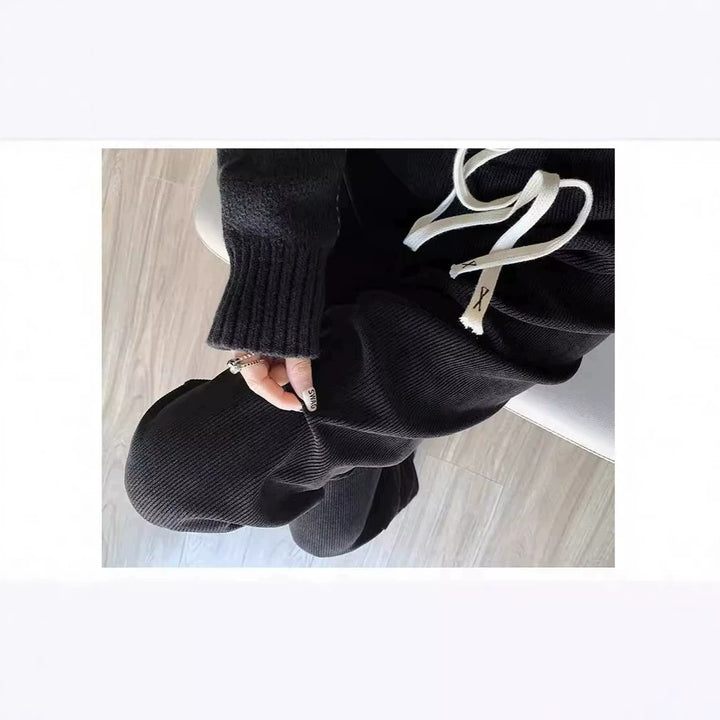 Cord wide pants with high waistband, loose fit