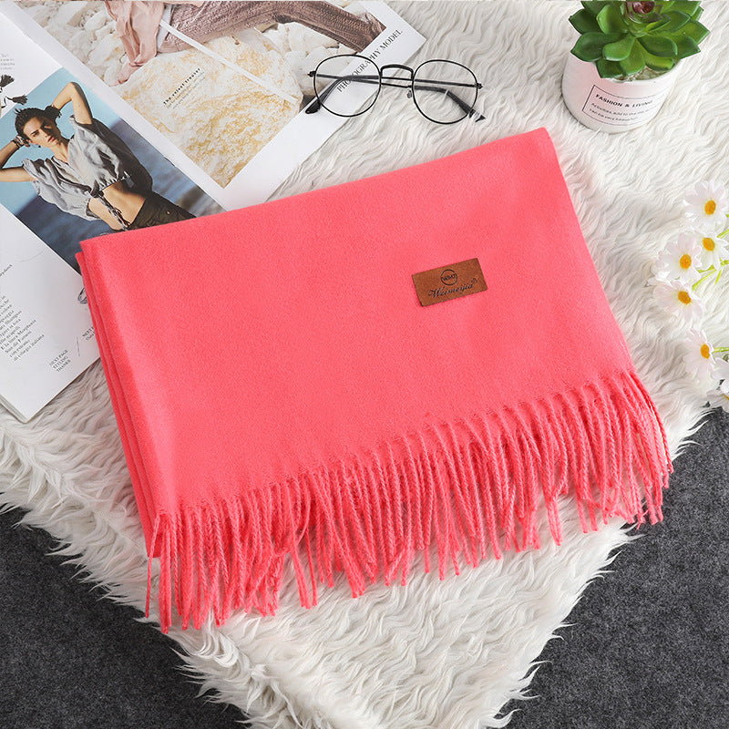Winter scarf with fringes, 200x70 cm