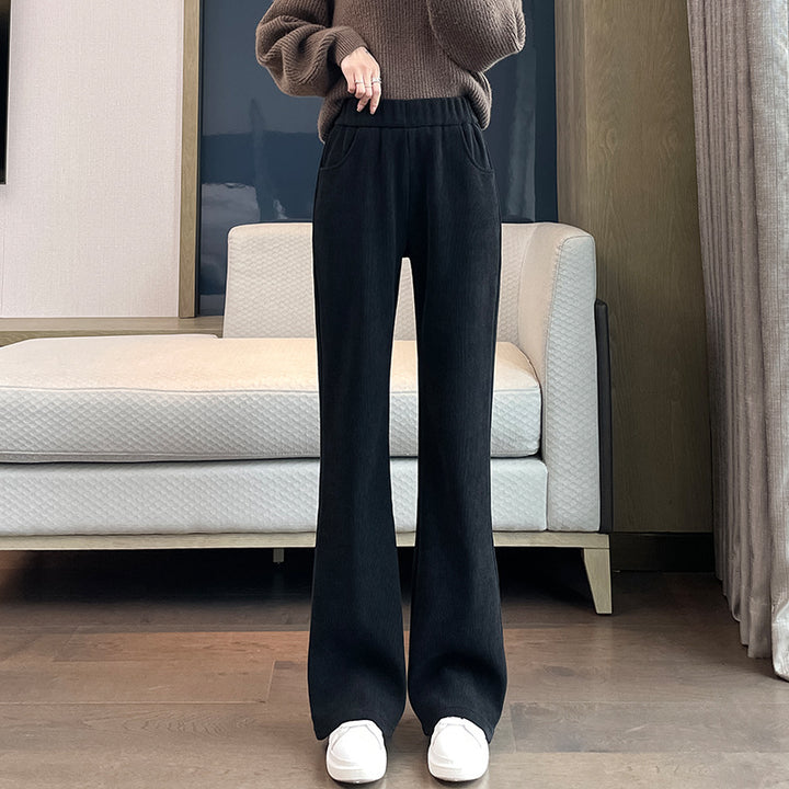 Women's corduroy flared pants, lined, autumn and winter