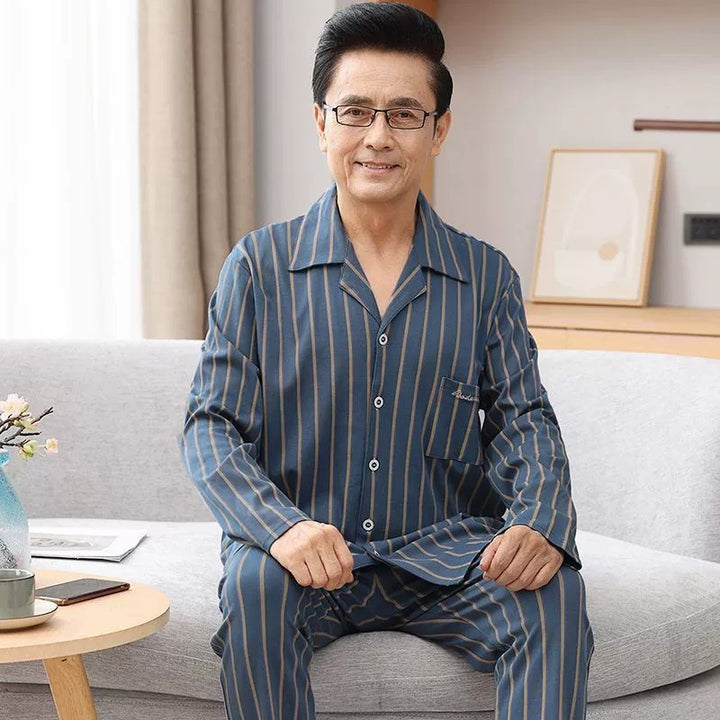 Men's cotton pajamas, long sleeve, set