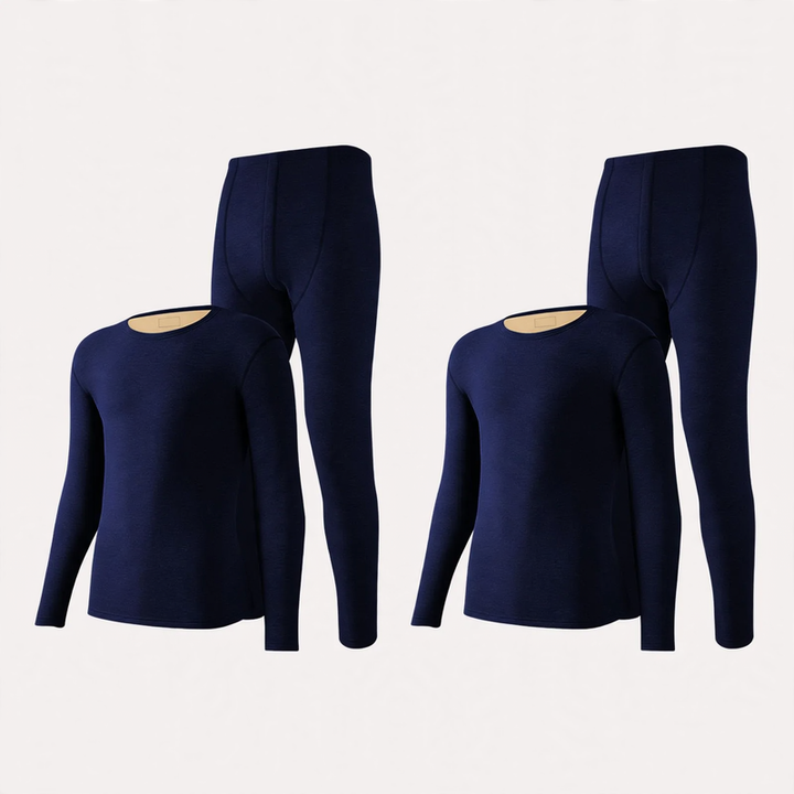 Men's thermal underwear set, padded, round neck