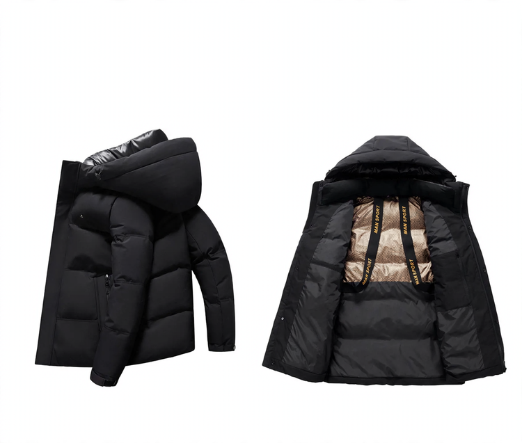 Short men's down jacket with hood, 885