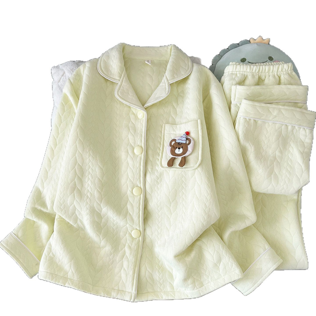 Women’s Pyjama Set with Air Layer Insulation and Cartoon Print
