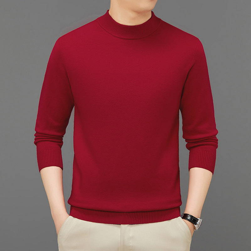 Men's knitted pullover, stand-up collar, breathable